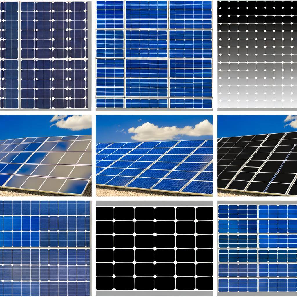 Éventail de panneaux solaire monocristallins et polycristallins